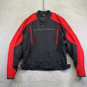 Scorpion EXO Mens Motorcycle Jacket Size Medium Red Black Water Resistant Riding